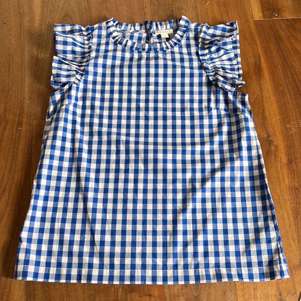 Crewcuts Blue and White Checked Cotton Blouse